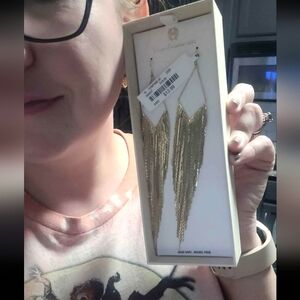 House Of Harlow 1960 Chandelier Drop Earrings Fringe Accents NIB